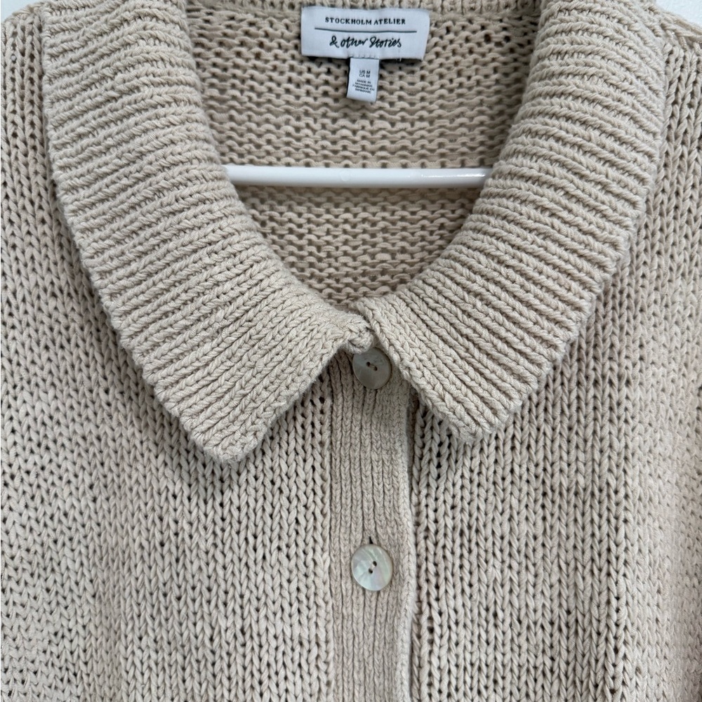 & Other Stories Beige Knit Cardigan - Picture 3 of 5